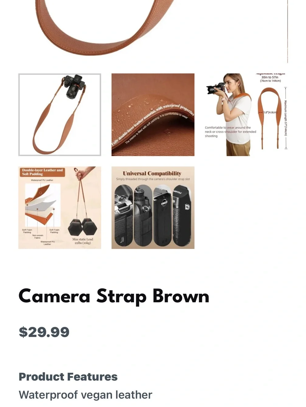 Duvvia Vegan Leather Camera Strap with Embossed Script